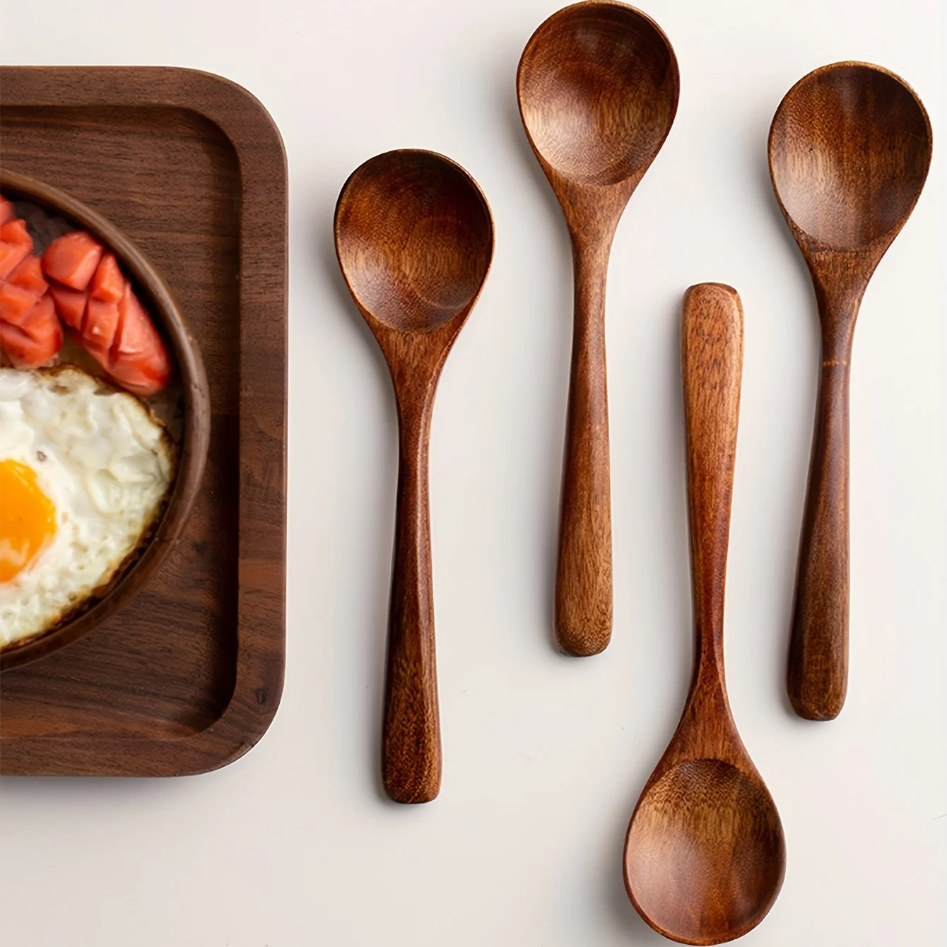 Kitchen Gadgets Modern - Nowoczesny zestaw drewnianych łyżek wielokrotnego użytku,