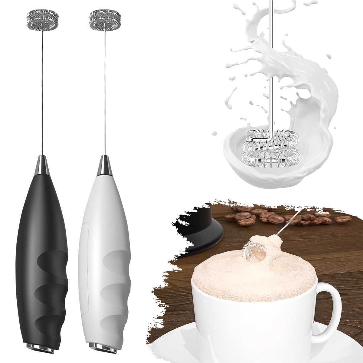 Healthy Kitchen Gadgets - Elektryczny spieniacz do mleka, trzepaczka elektryczna,